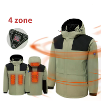 TENGOO HJ 04G 4 Verwarmingsgebieden Jas Windbreaker Unisex 3 Gang Thermisch Hoge Hals Hooded Jas Winddicht Comfortabele