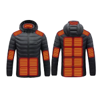 TENGOO HJ 15 Uniex Verwarmde Jas   15 Verwarmingszones, USB Opladen, Slimme Thermische Warme Jas, Motorkleding met Kap B