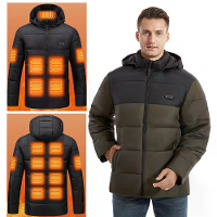 TENGOO HJ 15G Unisex Katoenen Gevoerde Verwarmde Jas   15 Verwarmingsgebieden, USB/DC Opladen, Winter Elektrische Thermi