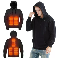 TENGOO HS05B Slim verwarmde Sweater met 5 verwarmingszones USB aangedreven thermische hoodie Wasbaar winterwarm pullover