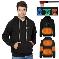 TENGOO HS07B Slim Verwarmde Sweatshirt 7 Verwarmingsgebieden Snelle Verwarming USB Oplaadbare Capuchon Pullover Pluche V