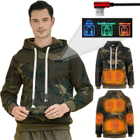 TENGOO HS07C Slim Heated Sweatshirt 7 Verwarmingsgebieden Snelle Verwarming USB Oplaadbare Camouflage Hoodie Mode Oversi