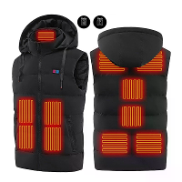 TENGOO HT 11 11 Zones Unisex Heated Hooded Vest Unisex 3 versnellings Temperatuurregeling USB Elektrische Thermische Ves