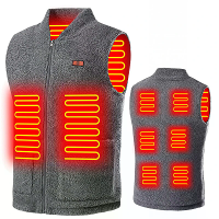 TENGOO HV 08G Verhitte Veste 8 Verwarmingsgebieden USB opladen 3 Stand Temperatuurregeling Grijs Pluchen Winddicht Buite