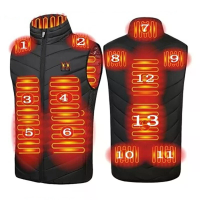 TENGOO HV 13 13 verwarmingsgebied Elektrisch verwarmde vest, 3 temperatuurregeling USB warme thermische jas, Wasbaar lic