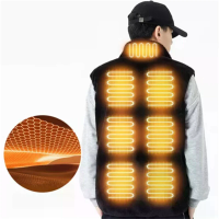 TENGOO HV04A Verwarmd Vest 9 Verwarmingsgebieden USB opladen 3 Versnelling Temperatuurregeling Koraal polar Winddicht Bu