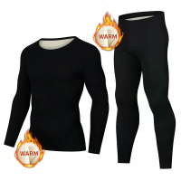 Man Winter Thermo Ondergoed Stel Warmte Slanke Lichaam en Hoge Elasticiteit Comfortabel en Ademend Lange Mouwen Crew Nec