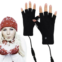 TENGOO Winter Elektrische Verwarmde Handschoenen USB Oplaadbare Halve Vinger Handschoenen Handwarmer Verwarmingshandscho