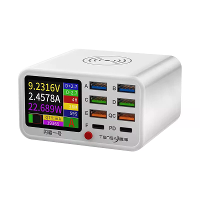 TENSAJ Shanba No.1 65W 8 poorts USB draadloze opladerstation met LCD digitaal display 6USB A+2USB C PD QC3.0 FCP SCP AFC
