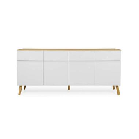 Tenzo dressoir Dot   wit/eiken   79x192x43 cm   Leen Bakker