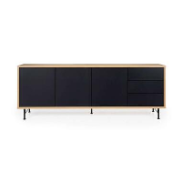 Tenzo dressoir Flow 3 deuren en 3 lades   eikenkleur/zwart   79x206x44 cm   Leen Bakker