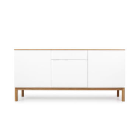 Tenzo dressoir Patch 3 deuren en 1 lade   eikenkleur/wit/eikenkleur   85x179x47 cm   Leen Bakker