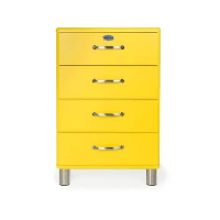 Tenzo ladekast Malibu 4 lades   geel   92x60x41 cm   Leen Bakker