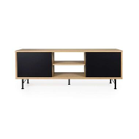 Tenzo tv meubel Flow   eikenkleur/zwart   60x164x44 cm   Leen Bakker