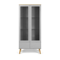 Tenzo vitrinekast Dot   grijs/eiken   175x79x44 cm   Leen Bakker