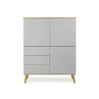 Tenzo wandkast Dot   grijs/eiken   137x109x43 cm   Leen Bakker