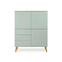 Tenzo wandkast Dot   lichtgroen/eiken   137x109x43 cm   Leen Bakker