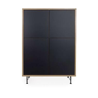 Tenzo wandkast Flow   eikenkleur/zwart   156x111x44 cm   Leen Bakker