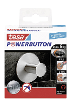 Tesa POWERBUTTON Classic zelfklevende haak (Ø x h) 50 mm x 31 mm Metaal Inhoud: 1 stuk(s)