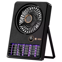 Tevorex 2 in 1 Draagbare Elektrische Muggenkiller Ventilator Licht 5 Snelheden Aanpasbaar 2000V Hoge Kracht EV Schok 300
