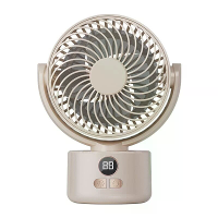 Tevorex Compact USB Oplaadbare Bureauventilator Stille Grote Batterij Display Draaien Koelende Luchtstroom voor Thuis Ka