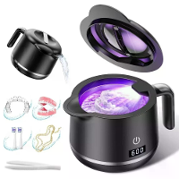 Tevorex Dental Ultrasonic Retainer Cleaner 42kHz Retainer Cleaner with 200ML Stainless Steel Tank 5 Cleaning Modes for D