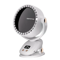 Tevorex draagbare oplaadbare desktopventilator, 6 standen, instelbare wind, 180° multi hoekstroom, ultra stillige werkin