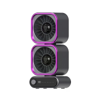 Tevorex Draagbare Oplaadbare Dubbele Hoofd Bureauventilator 360° Rotational Luchtstroom Snelheidsinstelbare Mini Stille