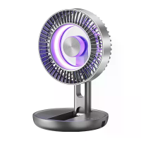 Tevorex opvouwbare luchtcirculatieventilator USB oplaadbaar, 9 bladen, 5 sterkten, stille bureaufan met LED scherm voor