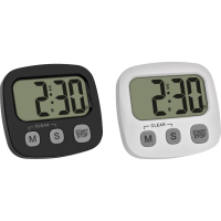 TFA Dostmann 2er Set Digitaler Timer mit Stoppuhr und Uhrzeit Stopwatch Zwart, Wit Digitaal