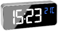 TFA Dostmann 60.2032.54 Wekker Kwarts Zilver Alarmtijden 2 Groot display, Extra luid wekgeluid