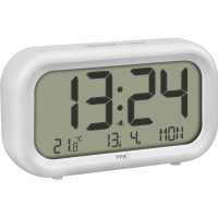 TFA Dostmann 60.2052.02 Wekker Kwarts Wit Alarmtijden 2 Groot display, Extra luid wekgeluid