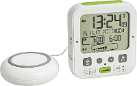 TFA Dostmann 60.2538.02 Wekker Zendergestuurd Wit, Groen Alarmtijden 2 Trilalarm, Extra luid wekgeluid, Groot display