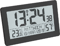 TFA Dostmann 60.2557.01 Zendgestuurde klok Zendergestuurd 206 mm x 30 mm x 130 mm Zwart Groot display