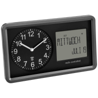 TFA Dostmann 60.3552.01 Zendgestuurde klok Zendergestuurd 25.4 Cm x 4.4 Cm x 15.2 Cm Zwart