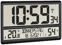 TFA Dostmann 60.4520.01 Wandklok Zendergestuurd 360 mm x 28 mm x 235 mm Zwart Groot display