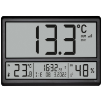 TFA Dostmann 60.4523.01 Wandklok Zendergestuurd 36 cm x 23.5 Cm x 2.8 Cm Zwart Groot display
