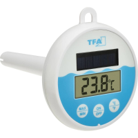 TFA Dostmann Digitales Solar Poolthermometer 30.1068.02 Zwembadthermometer Wit, Turquoise