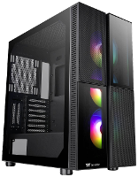 Thermaltake CA 1W1 00M1WN 01 Midi tower PC behuizing Zwart 3 voorgeïnstalleerde LED ventilators, LCS compatibel, Zijvenster, Geschikt voor DIY waterkoeling,