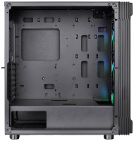 Thermaltake CA 1W2 00M1WN 01 Midi tower PC behuizing Zwart 3 voorgeïnstalleerde LED ventilators, LCS compatibel, Zijvenster, Geschikt voor DIY waterkoeling,