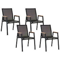 TIANO   Tuinstoelen set van 4   Zwart   Aluminium