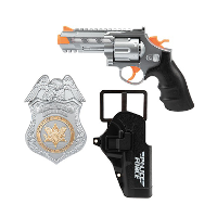 Speelgoed politie pistool met holster en badge   met licht en geluid   inclusief batterijen
