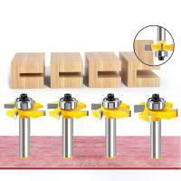 Tongue Groove Router Bit 8mm Shank 4 Flute Ball Bearing Grooving Cutter Tungsten Steel Straight End Mill fof Woodwofking