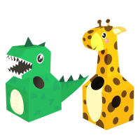 Animal Karton Draagbaar Karton Speelgoed Giraf Dinosaurus Handgemaakt DIY Model Nieuwigheden Speelgoed voor kinderen