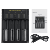 Bmax M04 4 slots LCD scherm Slimme batterijlader voor 18650 AA AAA batterij