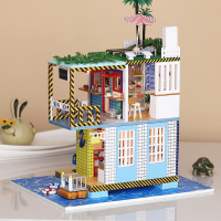 Iiecreate K 038 poppenhuis diy zee post station miniatuur inrichting met deksel muziek beweging cadeau decor speelgoed