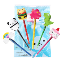 Squishy pen cap Panda dinosaurus eenhoorn cake dier langzaam stijgende jumbo met pen stress speelgoed student schoolbeno