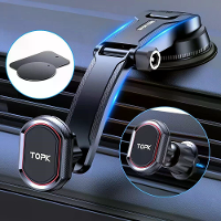 TOPK D37 Magnetische Auto Telefoonhouder 2 in 1 Handsfree Stand Telefoonbeugel voof Dashboard / Luchtventilatie voof iPh