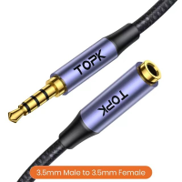 TOPK YP10 3.5Mm Male naar Feamle AUX Kabel voor Microfoon Telefoon voor iPod TV Box Speaker Monitor Multimedia