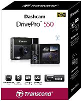 Transcend DrivePro 550B Dashcam met GPS Kijkhoek horizontaal (max.): 150 ° 12 V, 24 V WiFi, Accu, Cabinecamera